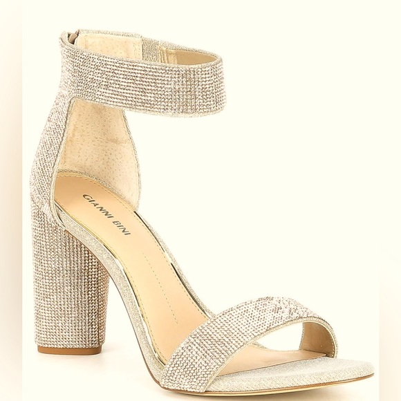 Gianni Bini Shoes - Ronilynn Bling Jewel Rhinestone Dress Sandals Shoes Heels Sand Gold Size 8 women